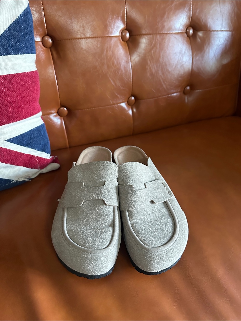 Asos zara h sandals Neutral Beige Suede Slip-On Loafers